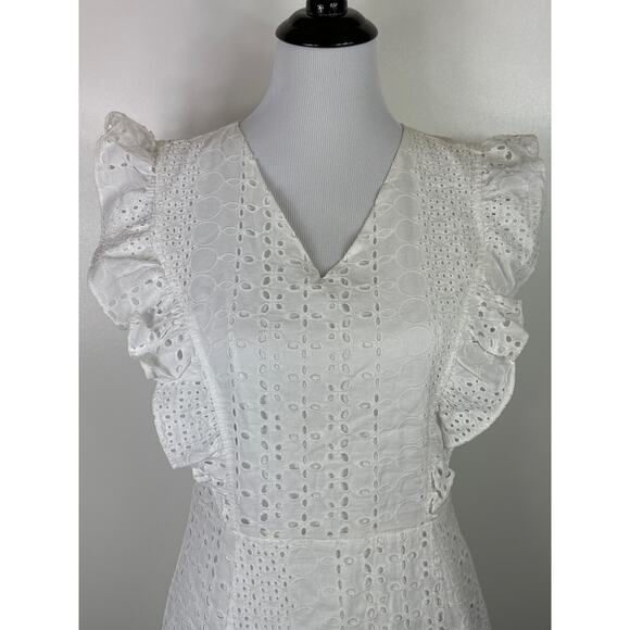 Miss Me White Eyelet and Ruffle Western Mini Dress, Size Small, White - Picture 11 of 13